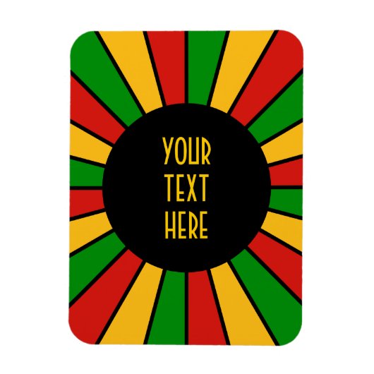 RASTAFARI FLAG BUTTON RAYS + Ihr Zeichen oder Mono Magnet (Vertikal)