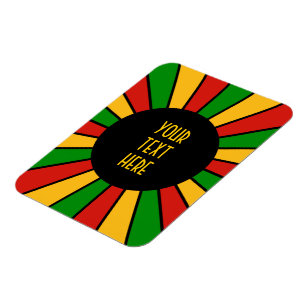 RASTAFARI FLAG BUTTON RAYS + Ihr Zeichen oder Mono Magnet