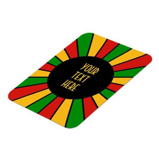 RASTAFARI FLAG BUTTON RAYS + Ihr Zeichen oder Mono Magnet (Linke Seite)