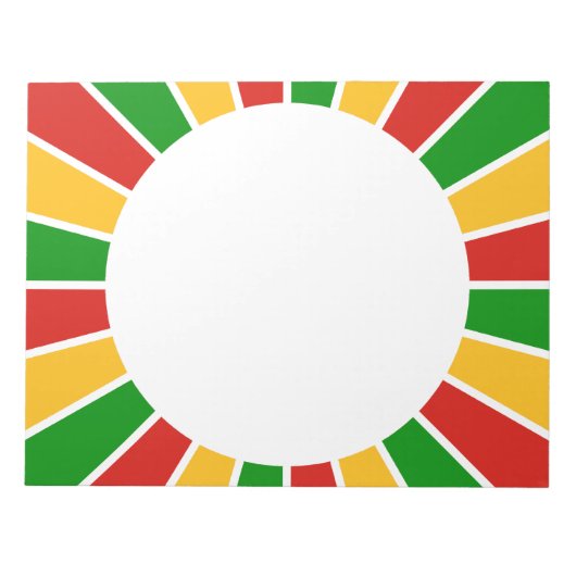 RASTAFARI FLAG BUTTON RAYS + Ihr Zeichen oder Mono Notizblock (Vorderseite)
