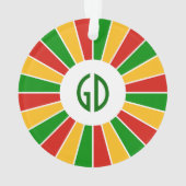 RASTAFARI FLAG BUTTON RAYS + Ihr Zeichen oder Mono Ornament (Rückseite)