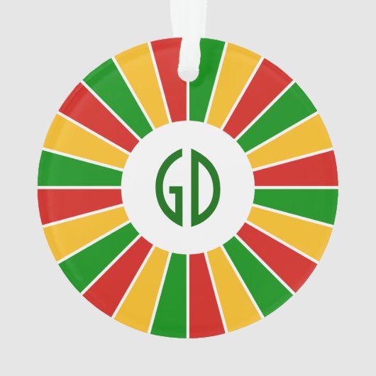 RASTAFARI FLAG BUTTON RAYS + Ihr Zeichen oder Mono Ornament (Rückseite)