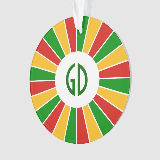 RASTAFARI FLAG BUTTON RAYS + Ihr Zeichen oder Mono Ornament (Vorderseite)