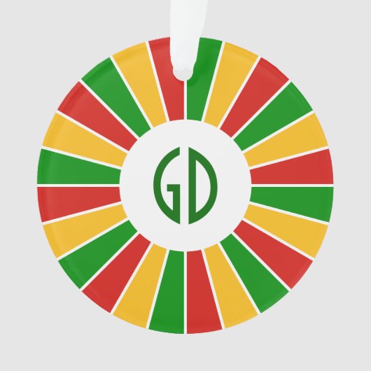 RASTAFARI FLAG BUTTON RAYS + Ihr Zeichen oder Mono Ornament (Vorderseite)