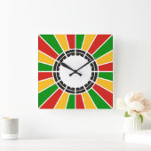 RASTAFARI FLAG BUTTON RAYS + Ihr Zeichen oder Mono Quadratische Wanduhr (Zuhause)