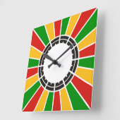 RASTAFARI FLAG BUTTON RAYS + Ihr Zeichen oder Mono Quadratische Wanduhr (Winkel)