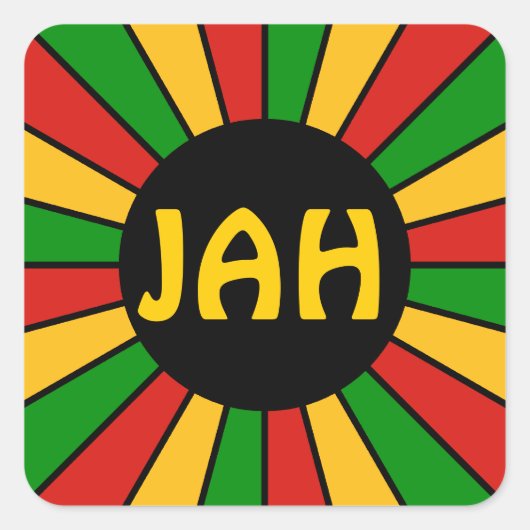 RASTAFARI FLAG BUTTON RAYS + Ihr Zeichen oder Mono Quadratischer Aufkleber (Vorderseite)