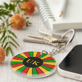 RASTAFARI FLAG BUTTON RAYS + Ihr Zeichen oder Mono Schlüsselanhänger (Vorderseite rechts)