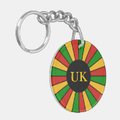 RASTAFARI FLAG BUTTON RAYS + Ihr Zeichen oder Mono Schlüsselanhänger (Vorderseite links)