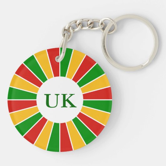 RASTAFARI FLAG BUTTON RAYS + Ihr Zeichen oder Mono Schlüsselanhänger (Rückseite)