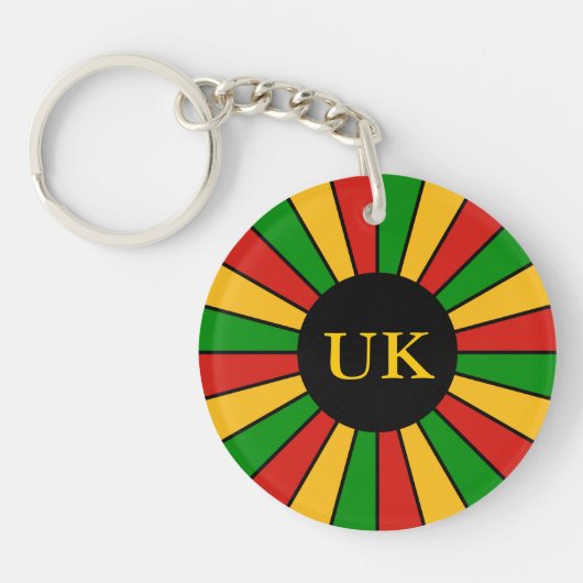 RASTAFARI FLAG BUTTON RAYS + Ihr Zeichen oder Mono Schlüsselanhänger (Vorderseite)