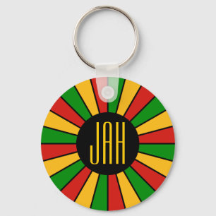 RASTAFARI FLAG BUTTON RAYS + Ihr Zeichen oder Mono Schlüsselanhänger