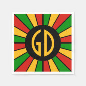 RASTAFARI FLAG BUTTON RAYS + Ihr Zeichen oder Mono Serviette (Vorderseite)