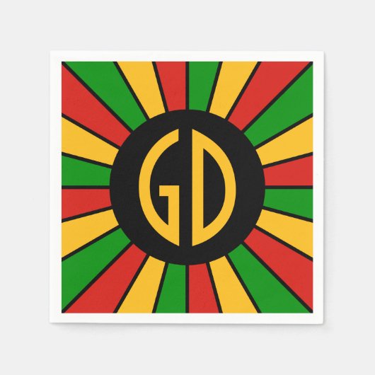 RASTAFARI FLAG BUTTON RAYS + Ihr Zeichen oder Mono Serviette (Vorderseite)