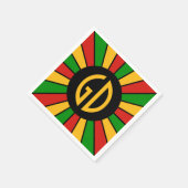 RASTAFARI FLAG BUTTON RAYS + Ihr Zeichen oder Mono Serviette (Ecke)