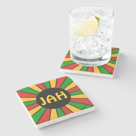 RASTAFARI FLAG BUTTON RAYS + Ihr Zeichen oder Mono Steinuntersetzer (Seitenansicht)