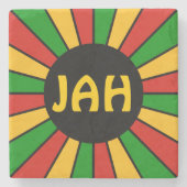 RASTAFARI FLAG BUTTON RAYS + Ihr Zeichen oder Mono Steinuntersetzer (Vorderseite)