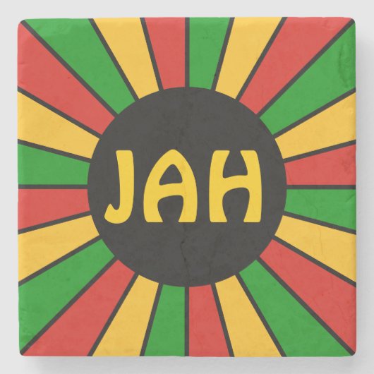 RASTAFARI FLAG BUTTON RAYS + Ihr Zeichen oder Mono Steinuntersetzer (Vorderseite)