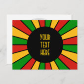 RASTAFARI FLAG BUTTON RAYS + Ihr Zeichen oder Text Postkarte (Vorne/Hinten)
