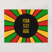 RASTAFARI FLAG BUTTON RAYS + Ihr Zeichen oder Text Postkarte (Vorderseite)