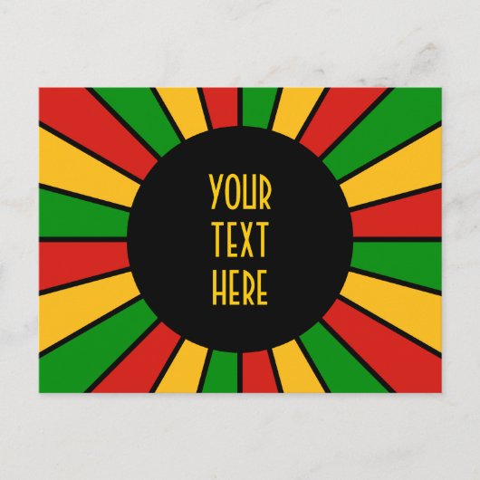 RASTAFARI FLAG BUTTON RAYS + Ihr Zeichen oder Text Postkarte (Vorderseite)