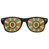 RASTAFARI FLAG BUTTON RAYS + Ihr Zeichen oder Text Sonnenbrille (Vorderseite)