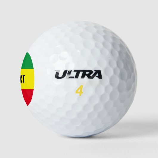 Rastafari flag golf ball set with custom text (Logo)