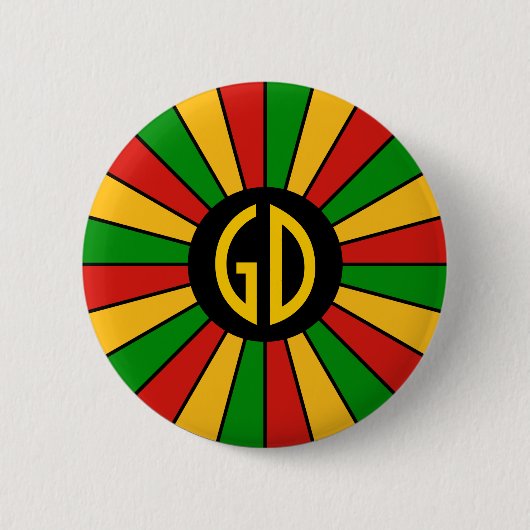 RASTAFARI-FLAGGEN-KNOPF STRAHLEN + dein Zeichen od Button (Vorderseite)