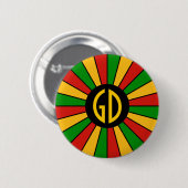 RASTAFARI-FLAGGEN-KNOPF STRAHLEN + dein Zeichen od Button (Vorne & Hinten)