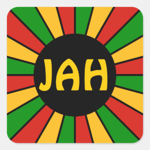 RASTAFARI FLAGGEN-KNOPF-STRAHLEN + Ihr Zeichen Quadratischer Aufkleber