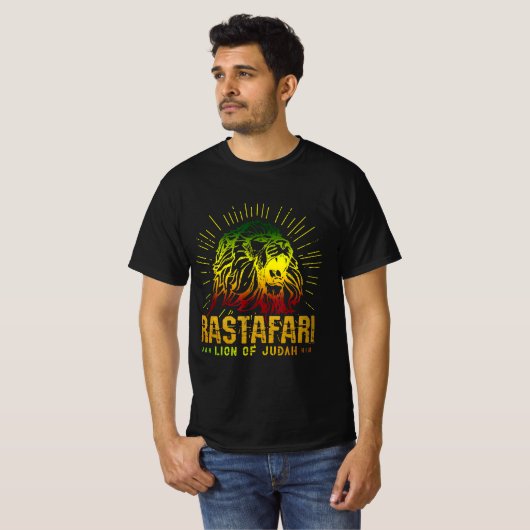 Rastafari Lion of Judah - Jah Him Reggae Music T-Shirt (Vorne ganz)