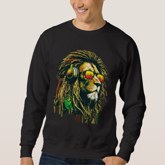 Rastafari Lion with Jamaica And Ethiopian colors D Sweatshirt (Vorderseite)
