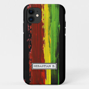 Rastafari Paint Stripe Individuelle Name iPhone 11 Hülle