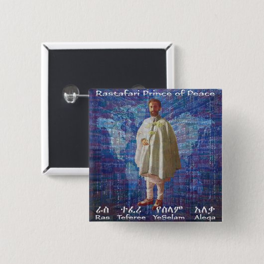 Rastafari Prinz des Friedens Button (Vorne & Hinten)