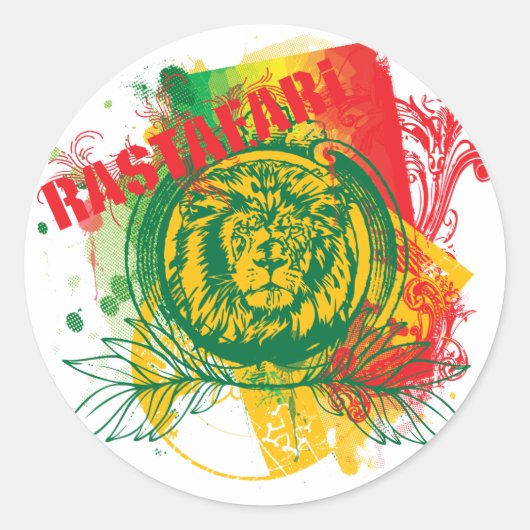 Rastafari-Sticker Runder Aufkleber (Vorderseite)