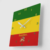 Rastafarian Bob Marley Region Wall Clock Quadratische Wanduhr (Winkel)