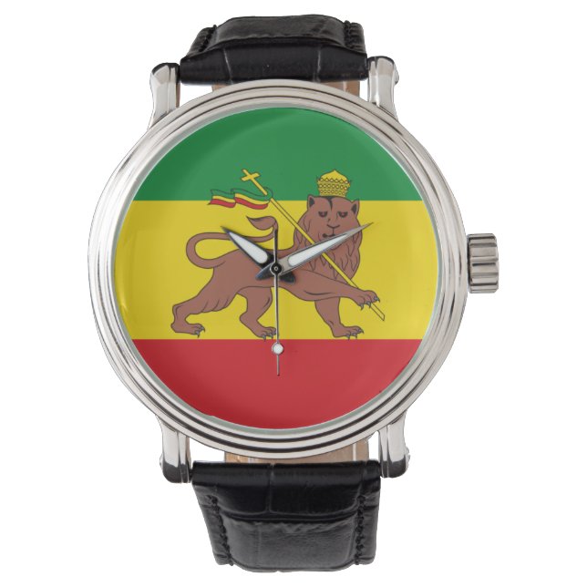 Rastafarian Ethiopia Flag Armbanduhr (Vorderseite)