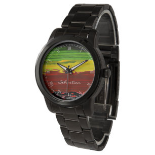 Rastafarian Farbe Stripes Name-Uhr Armbanduhr