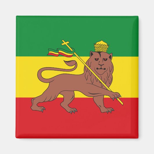 Rastafarian Flag Äthiopia Löwe von Judah Postcar Magnet (Vorne)