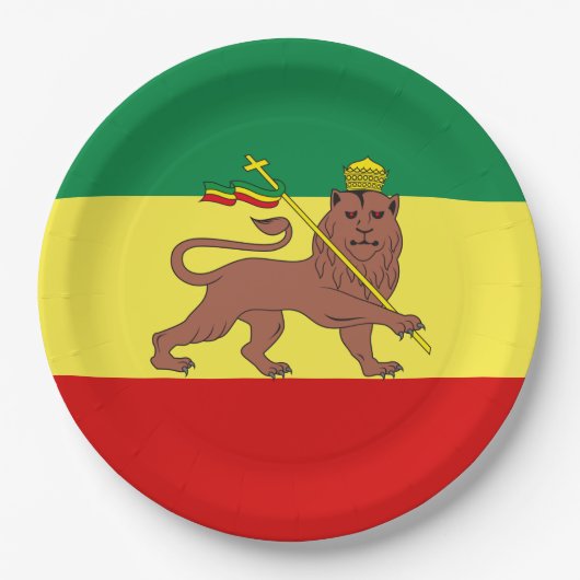 Rastafarian Flag (Rastafarianism) (Rasta) Pappteller (Vorderseite)