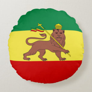 Rastafarian Flag (Rastafarianism) (Rasta) Rundes Kissen