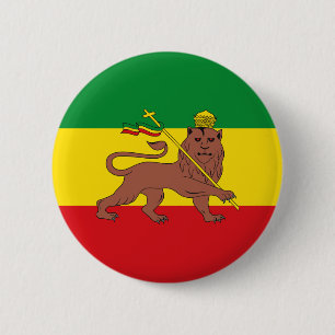 Rastafarian Flag von Äthiopia Löwe von Judah Postc Button