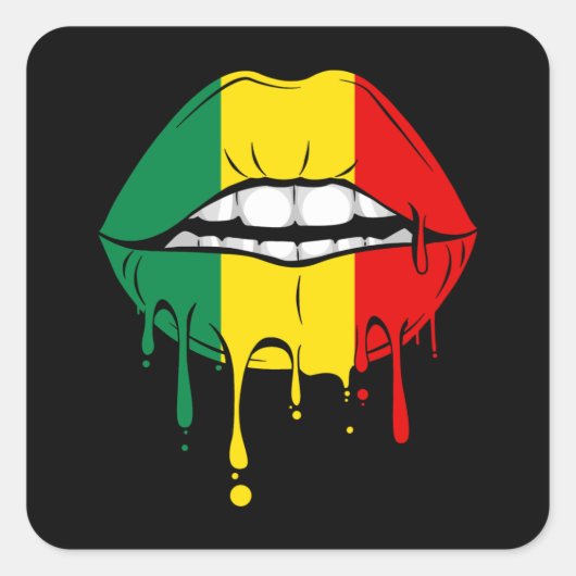 Rastafarian Jamaica Lips Quadratischer Aufkleber (Vorderseite)