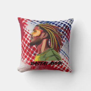 Rastafarian mit Dreadlocks im Grunge-Druck Kissen