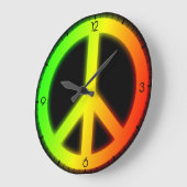 Rastafarian Peace Sign Große Wanduhr (Winkel)