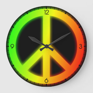Rastafarian Peace Sign Große Wanduhr
