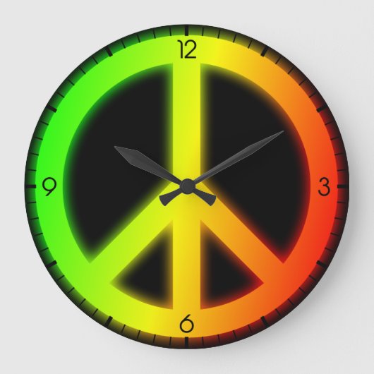 Rastafarian Peace Sign Große Wanduhr (Vorderseite)