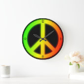 Rastafarian Peace Sign Große Wanduhr (Zuhause)