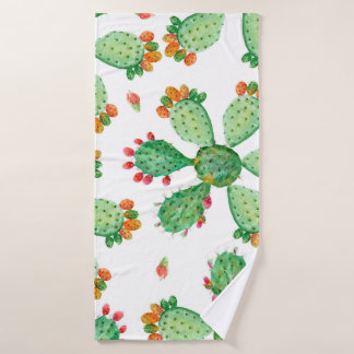 Raster Aquarell nahtlos Kaktus Set Hintergrund.  Badehandtuch