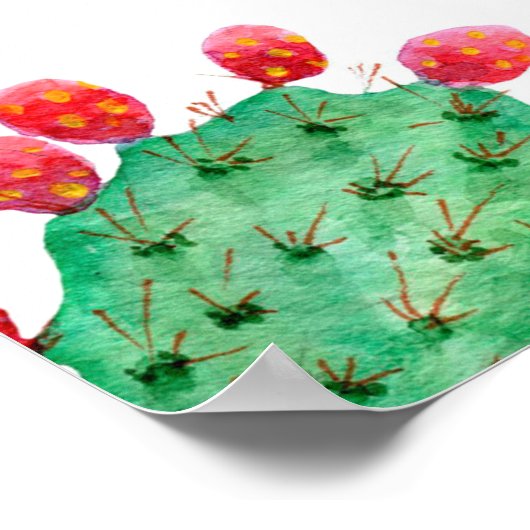 Raster Aquarell nahtlos Kaktus Set Hintergrund. Poster (Ecke)